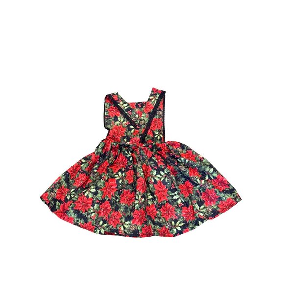 NWT Girls Christmas Poinsettia Print Dress & Bloomers Set 7/8 - Picture 7 of 9